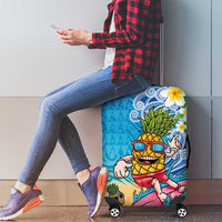 Hawaiian Funny Pineapple Surfing Luggage Cover Beach with Tribal Kakau and Plumeria LT03 - Polynesian Pride