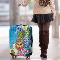 Hawaiian Funny Pineapple Surfing Luggage Cover Beach with Tribal Kakau and Plumeria LT03 - Polynesian Pride