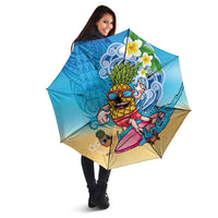Hawaiian Funny Pineapple Surfing Umbrella Beach with Tribal Kakau and Plumeria