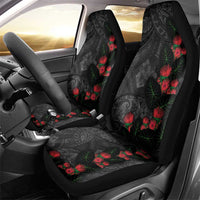 Hawaiian Taro Leaves and Ohia Lehua Car Seat Cover Polynesian Tribal Art Tropical Plants Motifs Grayscale LT03 - Polynesian Pride
