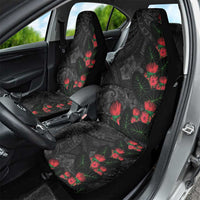 Hawaiian Taro Leaves and Ohia Lehua Car Seat Cover Polynesian Tribal Art Tropical Plants Motifs Grayscale LT03 - Polynesian Pride