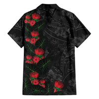 Hawaiian Taro Leaves and Ohia Lehua Family Matching Puletasi and Hawaiian Shirt Polynesian Tribal Art Tropical Plants Motifs Grayscale LT03 - Polynesian Pride