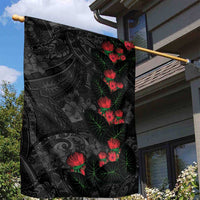 Hawaiian Taro Leaves and Ohia Lehua Garden Flag Polynesian Tribal Art Tropical Plants Motifs Grayscale LT03 - Polynesian Pride