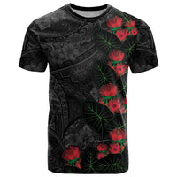Hawaiian Taro Leaves and Ohia Lehua T Shirt Polynesian Tribal Art Tropical Plants Motifs Grayscale LT03 Multicolor - Polynesian Pride