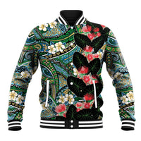 Hawaiian Taro Leaves and Ohia Lehua Baseball Jacket Polynesian Tribal Art Tropical Plants Motifs Colorful LT03 Unisex Multicolor - Polynesian Pride