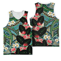 Hawaiian Taro Leaves and Ohia Lehua Basketball Jersey Polynesian Tribal Art Tropical Plants Motifs Colorful LT03 - Polynesian Pride