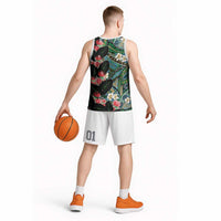Hawaiian Taro Leaves and Ohia Lehua Basketball Jersey Polynesian Tribal Art Tropical Plants Motifs Colorful LT03 - Polynesian Pride