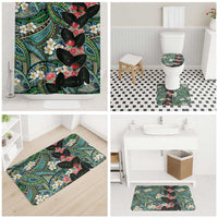 Hawaiian Taro Leaves and Ohia Lehua Bathroom Set Polynesian Tribal Art Tropical Plants Motifs Colorful LT03 - Polynesian Pride
