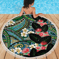 Hawaiian Taro Leaves and Ohia Lehua Beach Blanket Polynesian Tribal Art Tropical Plants Motifs Colorful LT03 - Polynesian Pride