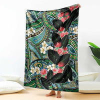 Hawaiian Taro Leaves and Ohia Lehua Blanket Polynesian Tribal Art Tropical Plants Motifs Colorful LT03 - Polynesian Pride