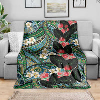 Hawaiian Taro Leaves and Ohia Lehua Blanket Polynesian Tribal Art Tropical Plants Motifs Colorful LT03 - Polynesian Pride