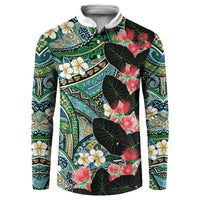 Hawaiian Taro Leaves and Ohia Lehua Button Sweatshirt Polynesian Tribal Art Tropical Plants Motifs Colorful LT03 Multicolor - Polynesian Pride