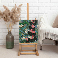 Hawaiian Taro Leaves and Ohia Lehua Canvas Wall Art Polynesian Tribal Art Tropical Plants Motifs Colorful LT03 - Polynesian Pride