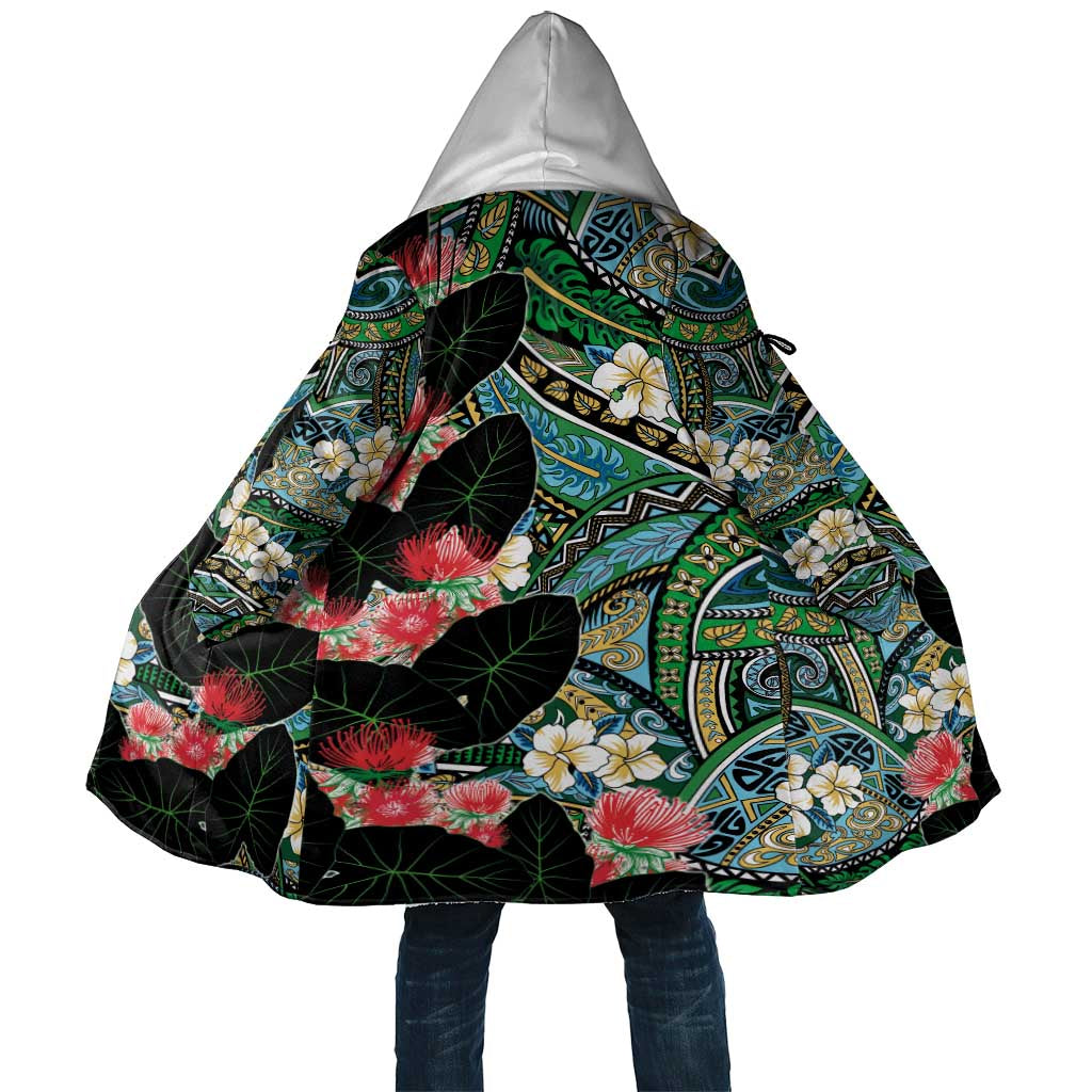 Hawaiian Taro Leaves and Ohia Lehua Cloak Polynesian Tribal Art Tropical Plants Motifs Colorful LT03 Unisex Multicolor - Polynesian Pride