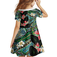 Hawaiian Taro Leaves and Ohia Lehua Family Matching Short Sleeve Bodycon Dress and Hawaiian Shirt Polynesian Tribal Art Tropical Plants Motifs Colorful LT03 - Polynesian Pride