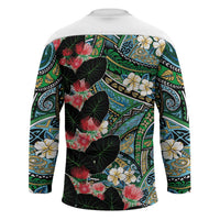 Hawaiian Taro Leaves and Ohia Lehua Hockey Jersey Polynesian Tribal Art Tropical Plants Motifs Colorful LT03 - Polynesian Pride