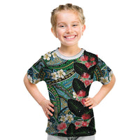 Hawaiian Taro Leaves and Ohia Lehua Kid T Shirt Polynesian Tribal Art Tropical Plants Motifs Colorful LT03 Multicolor - Polynesian Pride