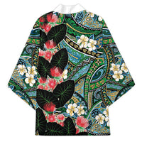 Hawaiian Taro Leaves and Ohia Lehua Kimono Polynesian Tribal Art Tropical Plants Motifs Colorful LT03 - Polynesian Pride