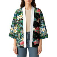 Hawaiian Taro Leaves and Ohia Lehua Kimono Polynesian Tribal Art Tropical Plants Motifs Colorful LT03 - Polynesian Pride