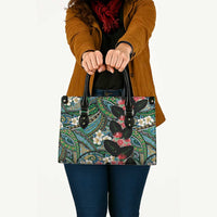 Hawaiian Taro Leaves and Ohia Lehua Leather Bag Polynesian Tribal Art Tropical Plants Motifs Colorful LT03 - Polynesian Pride