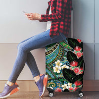 Hawaiian Taro Leaves and Ohia Lehua Luggage Cover Polynesian Tribal Art Tropical Plants Motifs Colorful LT03 - Polynesian Pride