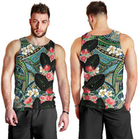 Hawaiian Taro Leaves and Ohia Lehua Men Tank Top Polynesian Tribal Art Tropical Plants Motifs Colorful LT03 - Polynesian Pride