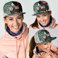 Hawaiian Taro Leaves and Ohia Lehua Mesh Trucker Cap Polynesian Tribal Art Tropical Plants Motifs Colorful LT03 - Polynesian Pride