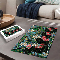 Hawaiian Taro Leaves and Ohia Lehua Puzzle Polynesian Tribal Art Tropical Plants Motifs Colorful LT03 - Polynesian Pride