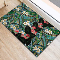 Hawaiian Taro Leaves and Ohia Lehua Rubber Doormat Polynesian Tribal Art Tropical Plants Motifs Colorful LT03 - Polynesian Pride