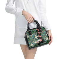 Hawaiian Taro Leaves and Ohia Lehua Shoulder Handbag Polynesian Tribal Art Tropical Plants Motifs Colorful LT03 - Polynesian Pride