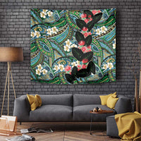 Hawaiian Taro Leaves and Ohia Lehua Tapestry Polynesian Tribal Art Tropical Plants Motifs Colorful LT03 Multicolor - Polynesian Pride