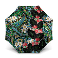 Hawaiian Taro Leaves and Ohia Lehua Umbrella Polynesian Tribal Art Tropical Plants Motifs Colorful LT03 One Size Folded 11.42 inch Opened Diameter 37.4 inch Multicolor - Polynesian Pride