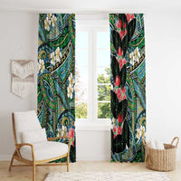 Hawaiian Taro Leaves and Ohia Lehua Window Curtain Polynesian Tribal Art Tropical Plants Motifs Colorful LT03 - Polynesian Pride