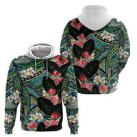 Hawaiian Taro Leaves and Ohia Lehua Zip Hoodie Polynesian Tribal Art Tropical Plants Motifs Colorful LT03 - Polynesian Pride