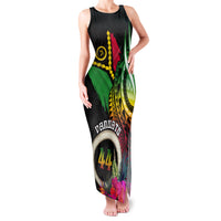 Personalised Vanuatu 44th Anniversary Family Matching Tank Maxi Dress and Hawaiian Shirt Boars Tusk Tugeta Yumi Selebretem Indipendens Dei LT03 Mom's Dress Black - Polynesian Pride