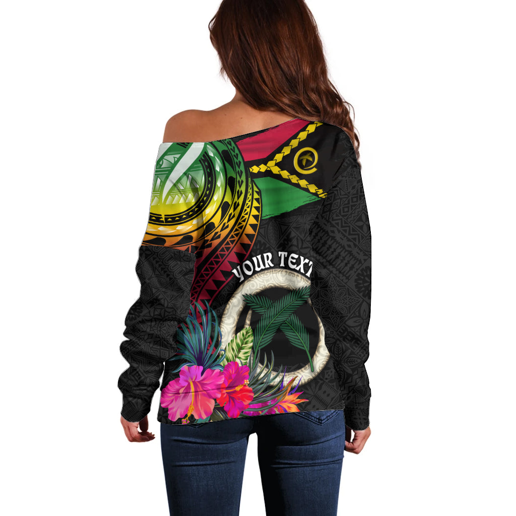Vanuatu 44th Anniversary Off Shoulder Sweater Boars Tusk Tugeta Yumi Selebretem Indipendens Dei