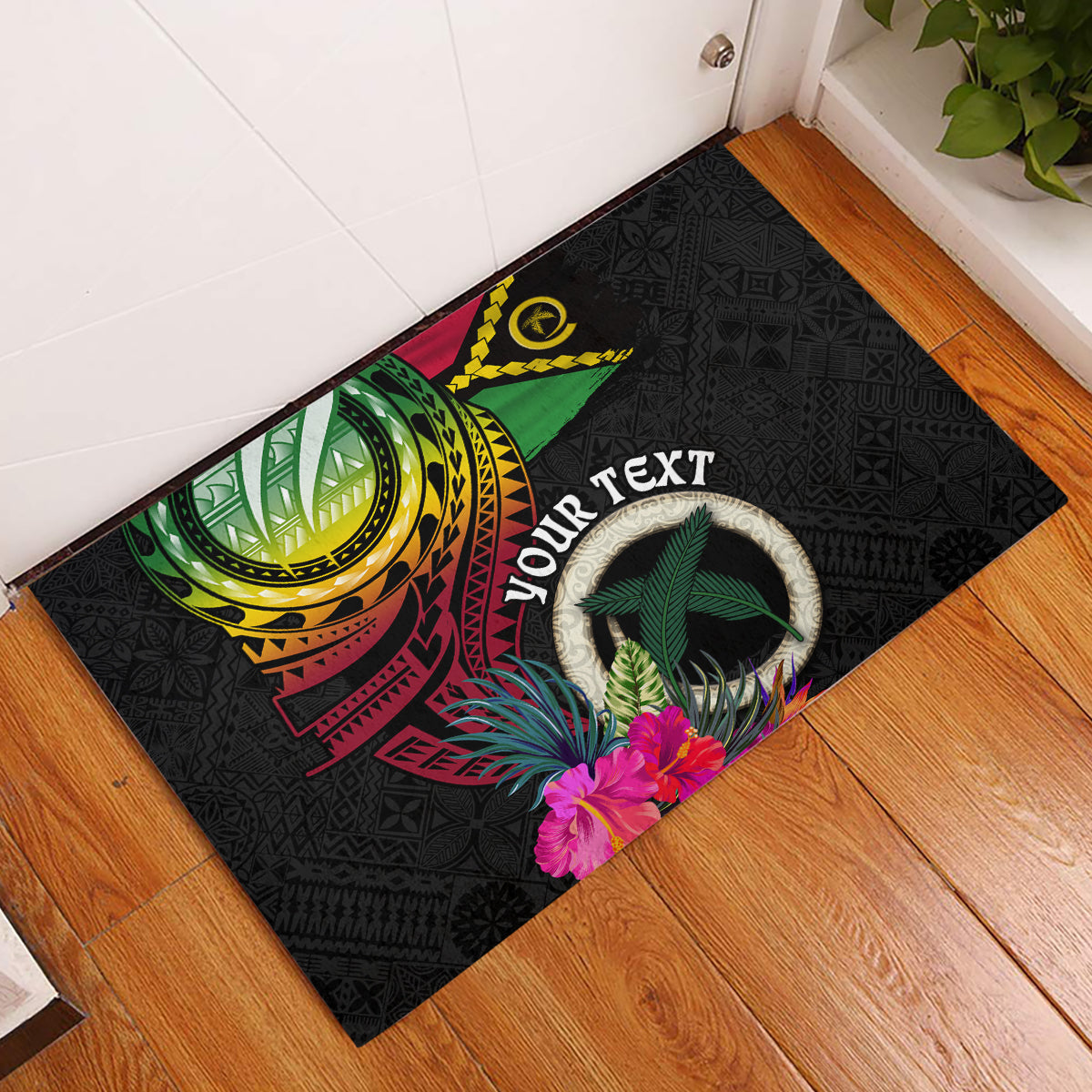 Vanuatu 44th Anniversary Rubber Doormat Boars Tusk Tugeta Yumi Selebretem Indipendens Dei