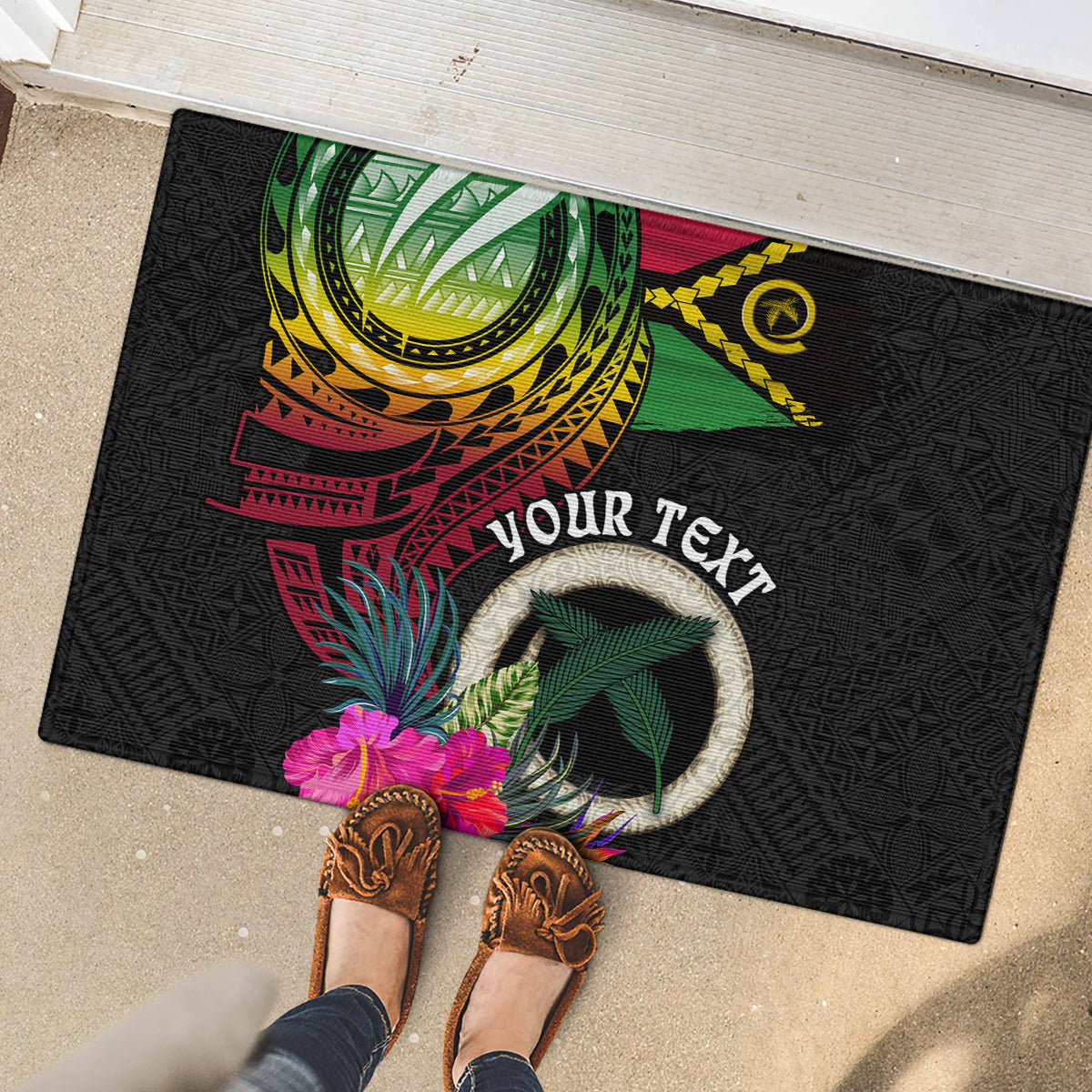Vanuatu 44th Anniversary Rubber Doormat Boars Tusk Tugeta Yumi Selebretem Indipendens Dei