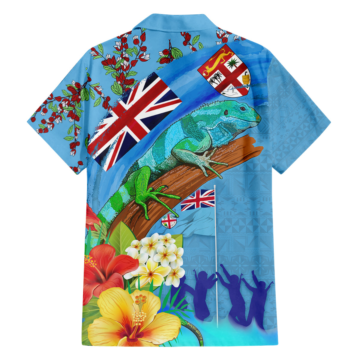 Fiji Day Family Matching Off The Shoulder Long Sleeve Dress and Hawaiian Shirt Tagimoucia Flower and Melanesia Pattern LT03 - Polynesian Pride