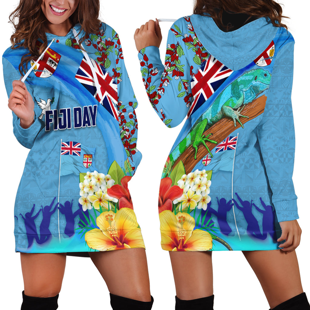 Fiji Day Hoodie Dress Tagimoucia Flower and Melanesia Pattern LT03 - Polynesian Pride