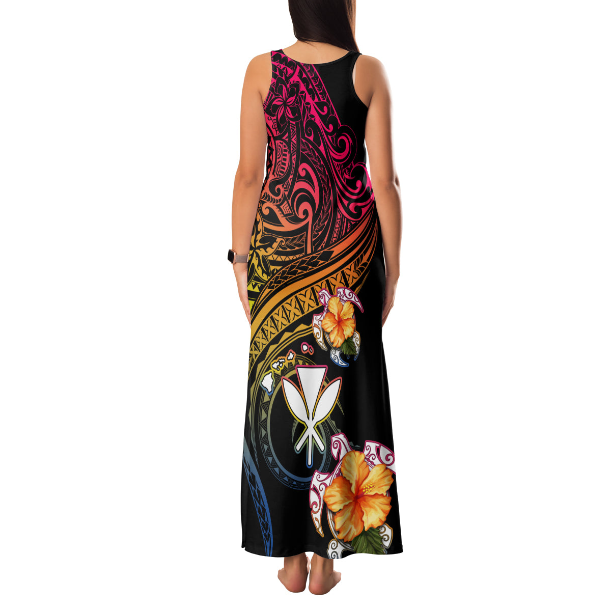 Polynesia Hawaii Turtle Day Family Matching Tank Maxi Dress and Hawaiian Shirt Hibiscus and Kanaka Maoli LT03 - Polynesian Pride