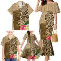 Hawaii Kanaloa Tiki Family Matching Mermaid Dress and Hawaiian Shirt Polynesian Tattoo and Tapa Pattern LT03 - Polynesian Pride