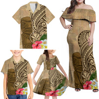 Hawaii Kanaloa Tiki Family Matching Off Shoulder Maxi Dress and Hawaiian Shirt Polynesian Tattoo and Tapa Pattern LT03 - Polynesian Pride