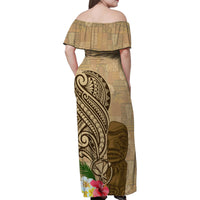 Hawaii Kanaloa Tiki Family Matching Off Shoulder Maxi Dress and Hawaiian Shirt Polynesian Tattoo and Tapa Pattern LT03 - Polynesian Pride