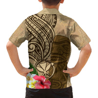 Hawaii Kanaloa Tiki Family Matching Off Shoulder Short Dress and Hawaiian Shirt Polynesian Tattoo and Tapa Pattern LT03 - Polynesian Pride