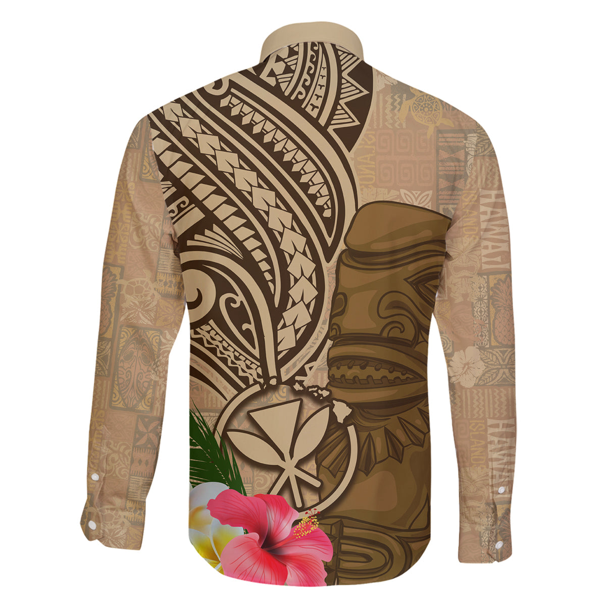 Hawaii Kanaloa Tiki Family Matching Off Shoulder Short Dress and Hawaiian Shirt Polynesian Tattoo and Tapa Pattern LT03 - Polynesian Pride