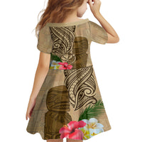 Hawaii Kanaloa Tiki Family Matching Short Sleeve Bodycon Dress and Hawaiian Shirt Polynesian Tattoo and Tapa Pattern LT03 - Polynesian Pride
