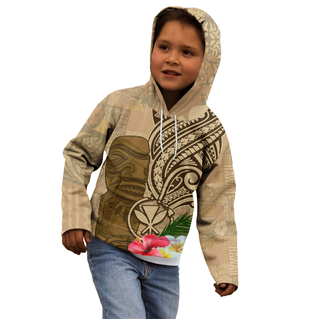 Hawaii Kanaloa Tiki Kid Hoodie Polynesian Tattoo and Tapa Pattern LT03 - Polynesian Pride