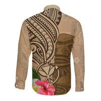 Hawaii Kanaloa Tiki Long Sleeve Button Shirt Polynesian Tattoo and Tapa Pattern LT03 - Polynesian Pride