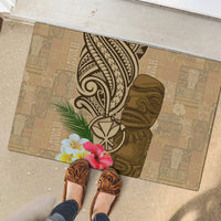 Hawaii Kanaloa Tiki Rubber Doormat Polynesian Tattoo and Tapa Pattern